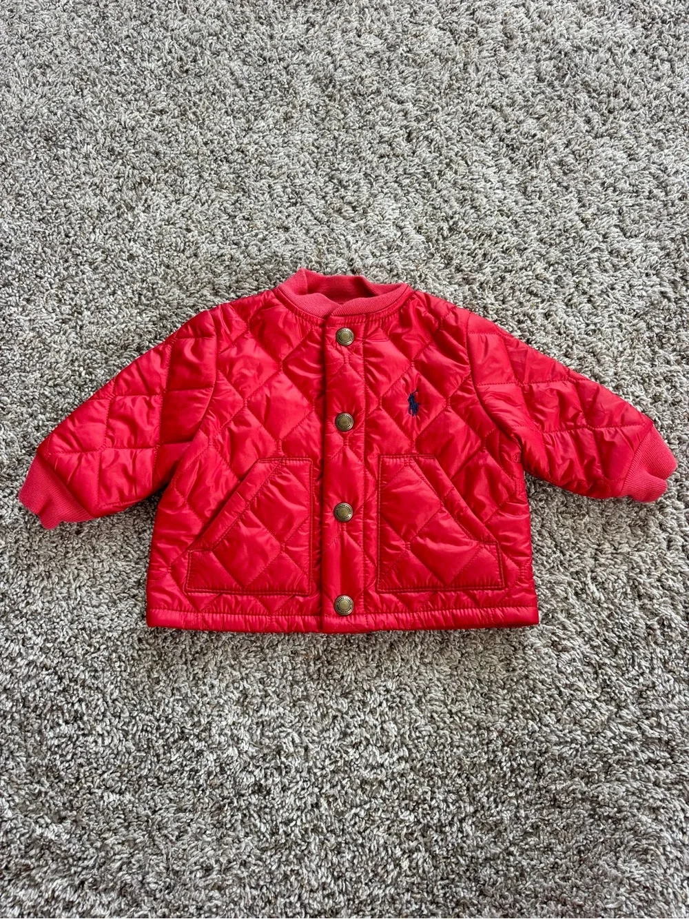 Polo Ralph Lauren Infant Red Quilted snap bomber Jacket 6 months